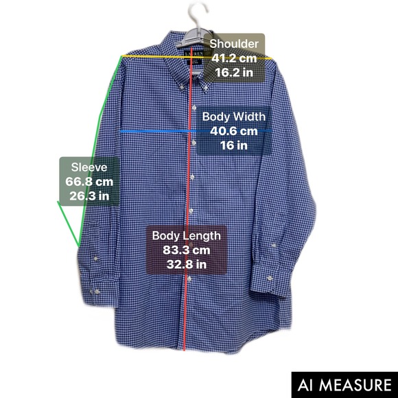 Lauren Ralph Lauren Mens Slim Fit Non Iron Blue Gingham Dress Shirt 17 1/2 32/33 - Picture 5 of 5